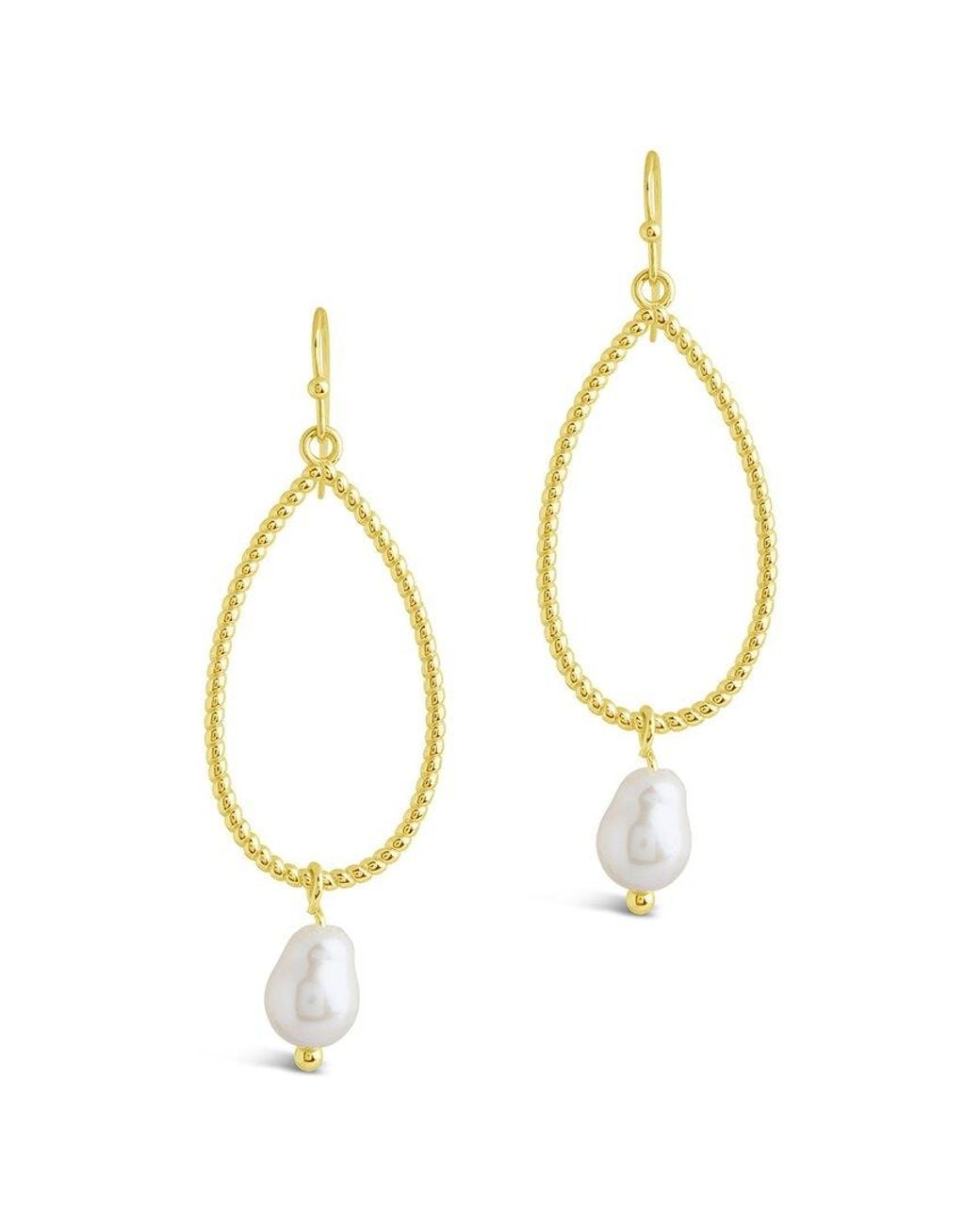 Sterling Forever Metallic 14k Plated 10mm Pearl Elyse Dangle Earrings