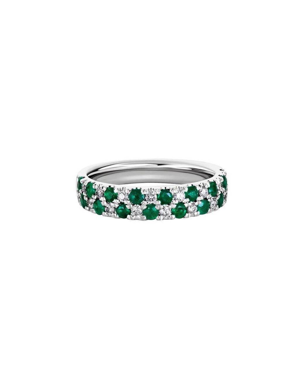 Diamond Select Cuts Green 14K Diamond .23 Ct. & .68 Ct. Emerald Ring