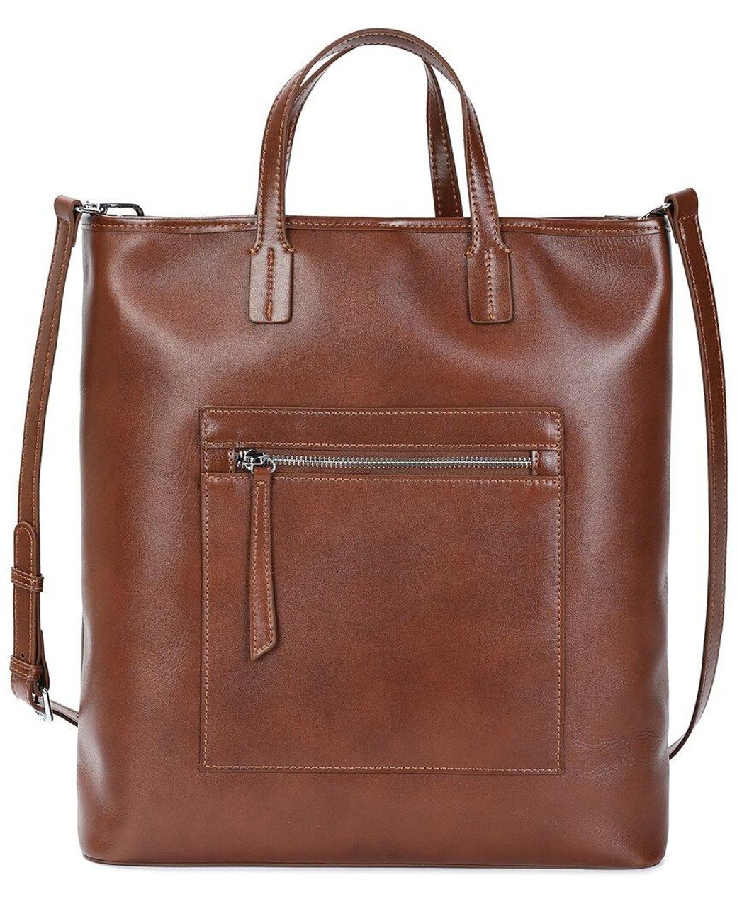 Tiffany & Fred Paris Brown Shiny Leather Tote