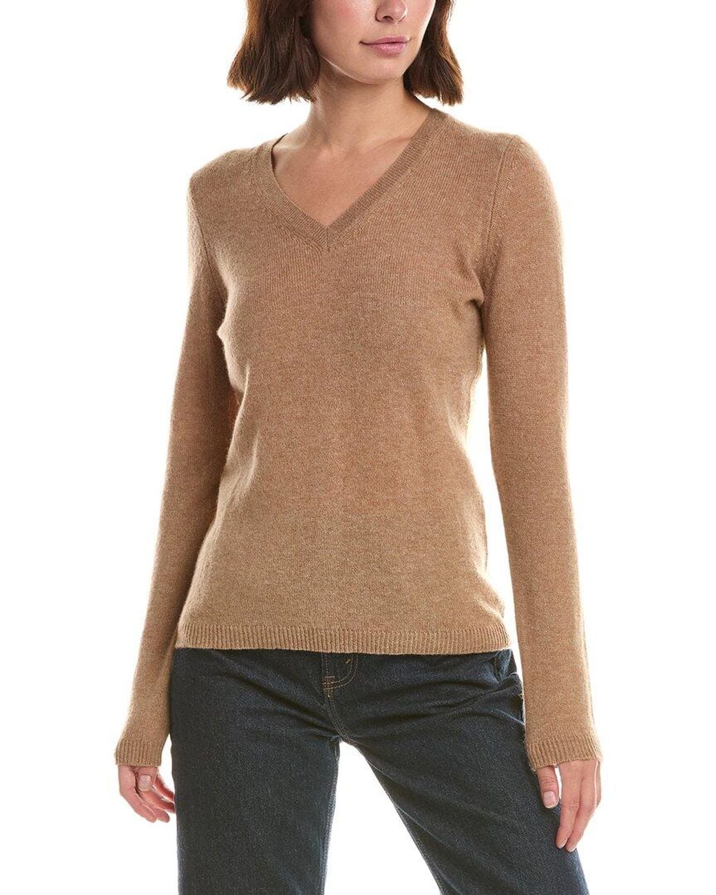 Forte Green Basic V-Neck 100% Cashmere Pullover