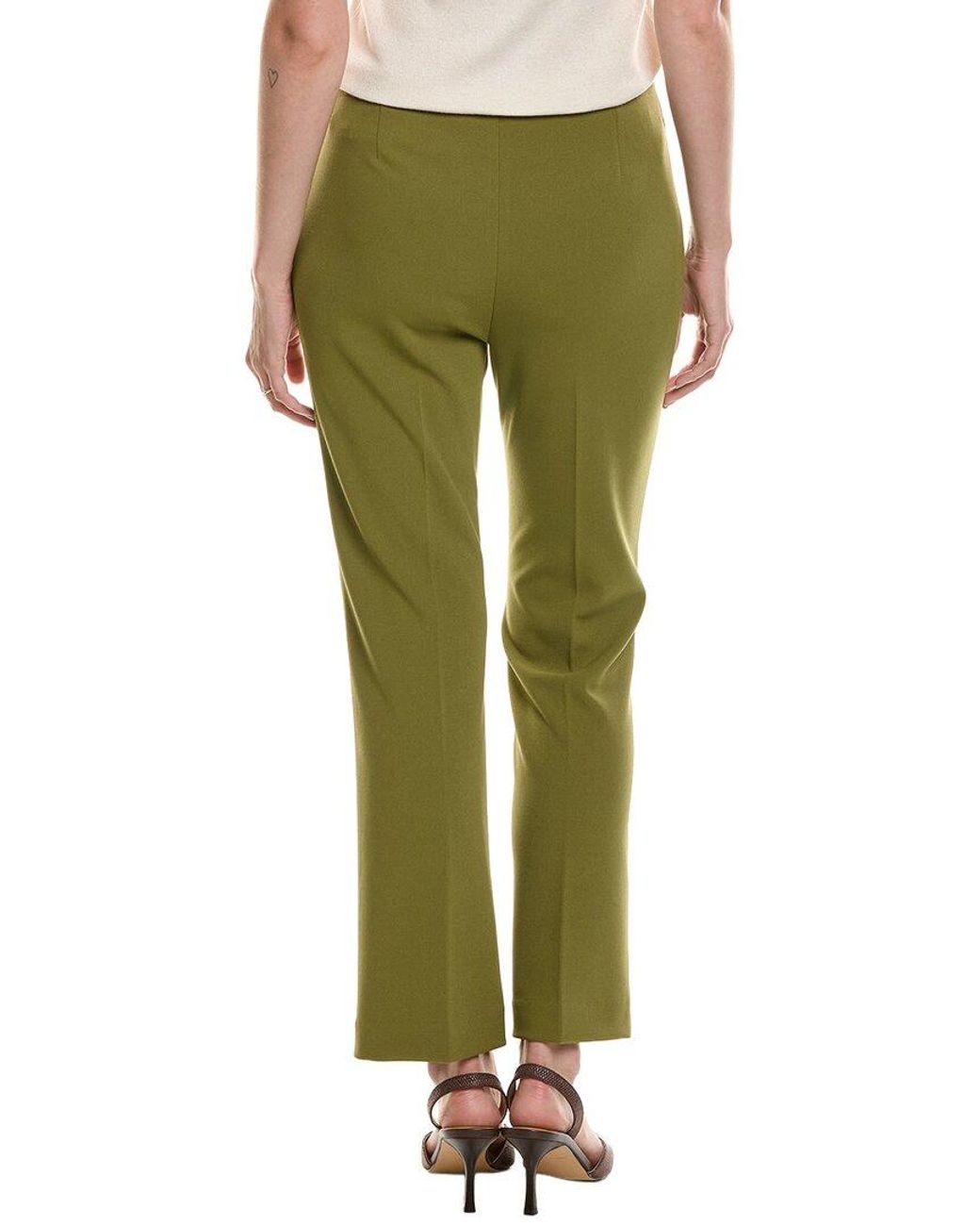 Anne Klein Green Pull-On Kick Flare Ankle Pant