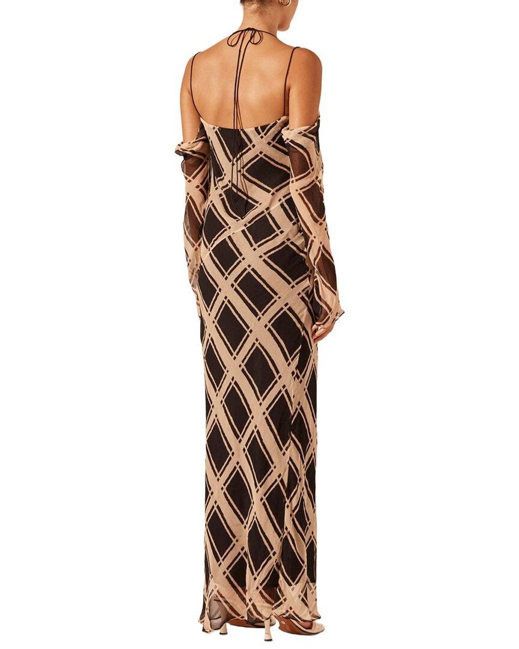 Shona Joy Multicolor Rico Off The Shoulder Tie Maxi Dress