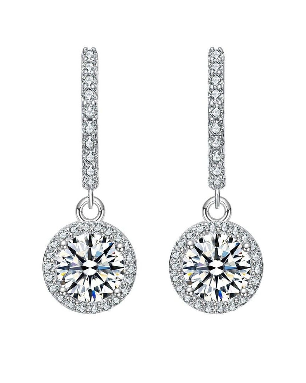 Rachel Glauber Metallic Diamond Cz Dangle Earrings
