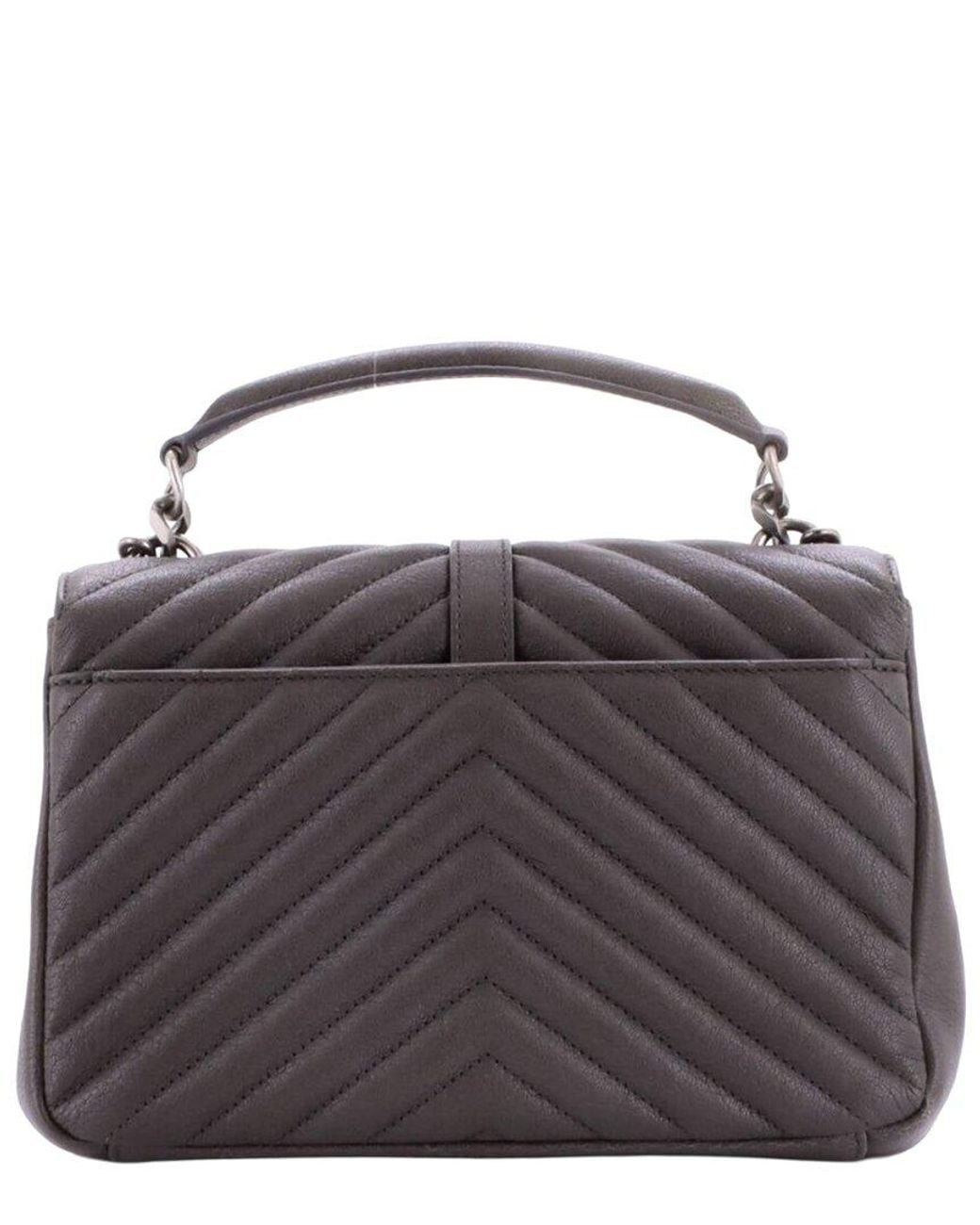 Saint Laurent Black Matelasse Chevron Leather Classic Monogram College Bag Medium (Authentic Pre-Loved)