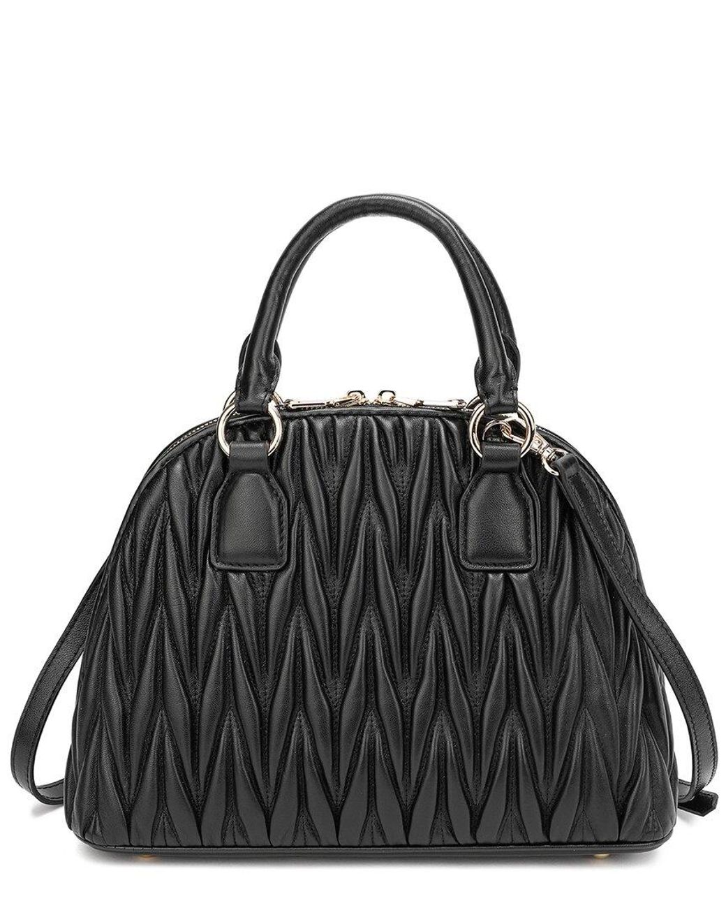 Tiffany & Fred Pleated Leather Satchel in Black | Lyst