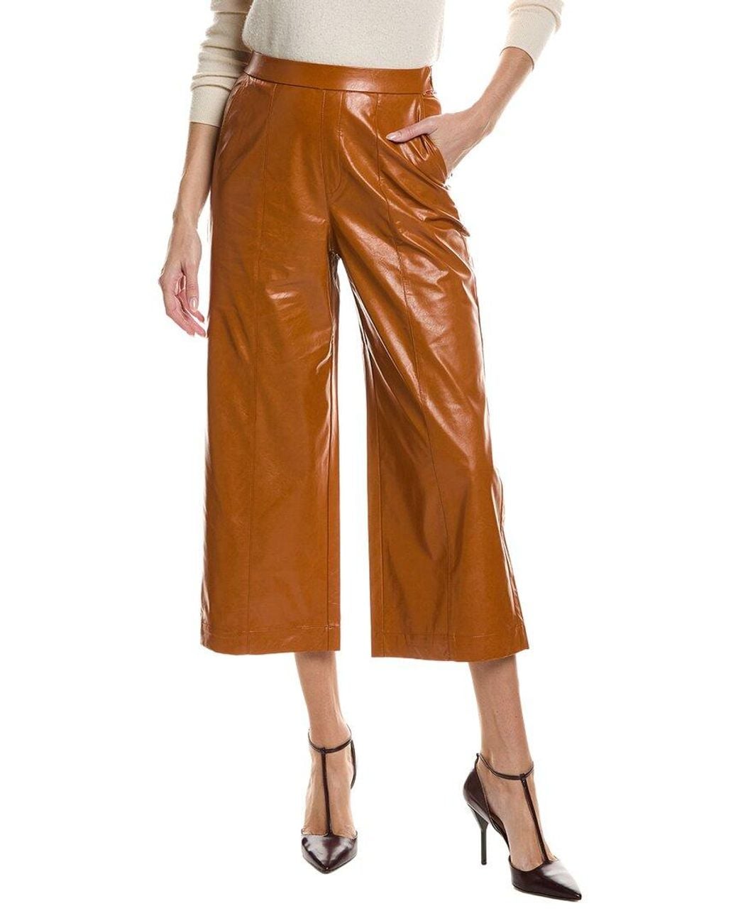 tyler boe Brown Payton Vegan Leather Crop Pant