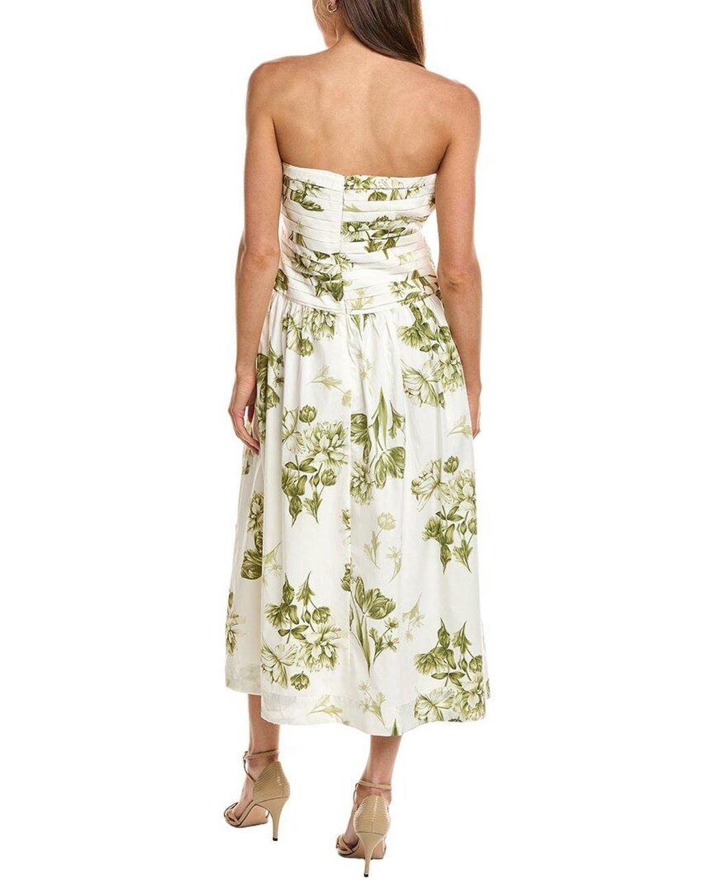 1.STATE Green Strapless Ruched Bodice Maxi Dress