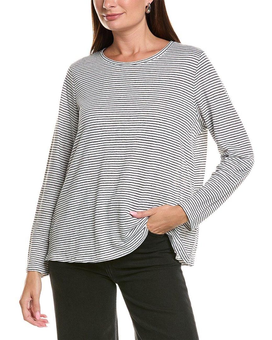Eileen Fisher Gray Linen Striped Shirt