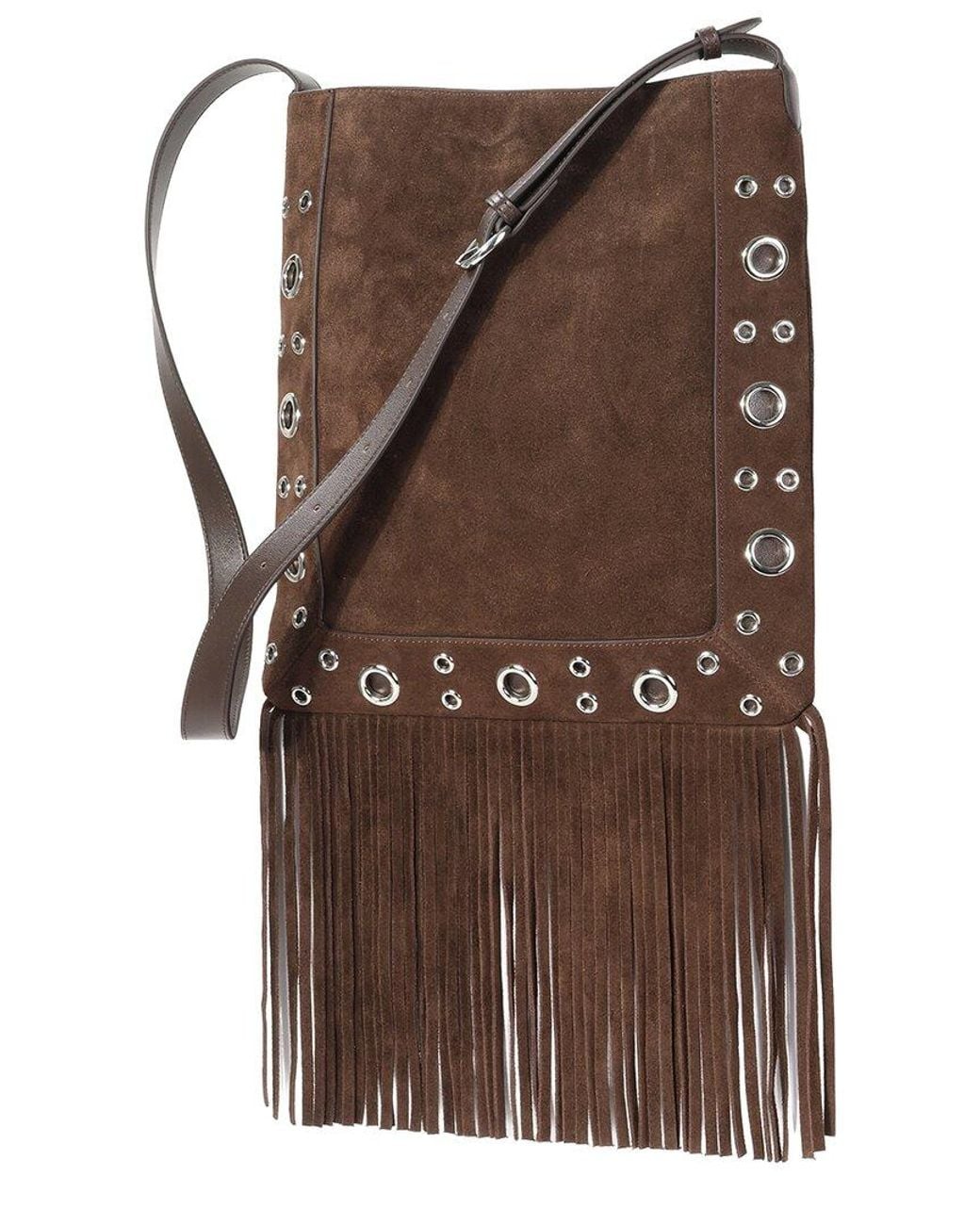 Tiffany & Fred Paris Brown Suede Fringe Crossbody