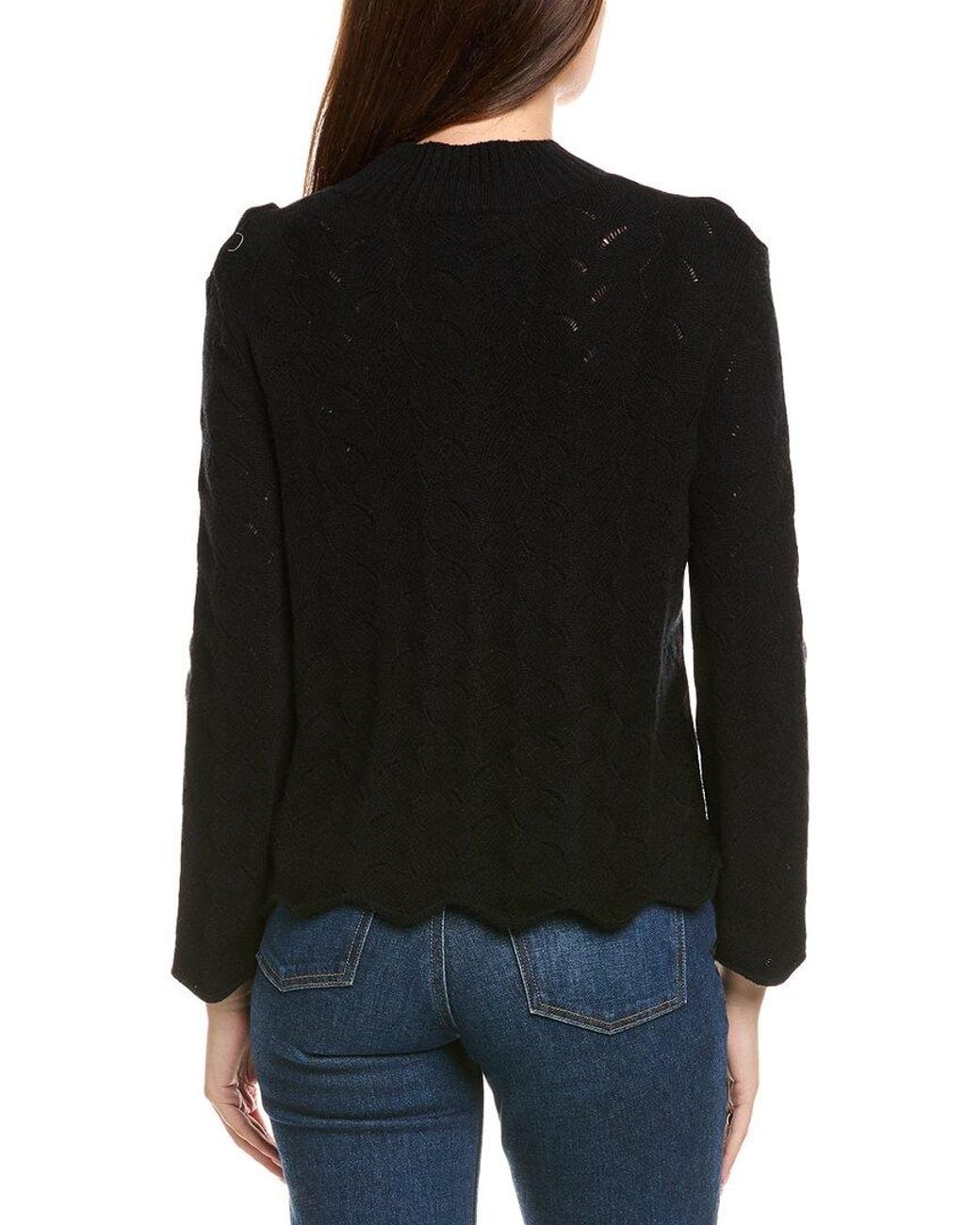 Kier + J Black Kier + J Fancy Stitch Mock Neck Wool & Cashmere-Blend Sweater