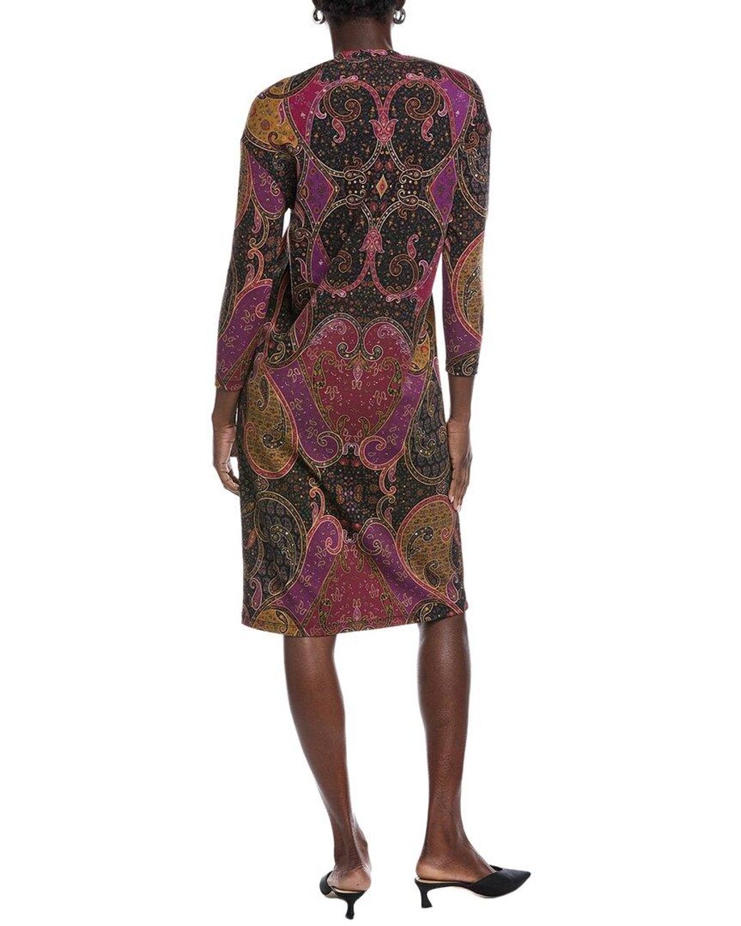 Etro Red Wool-Blend Shift Dress