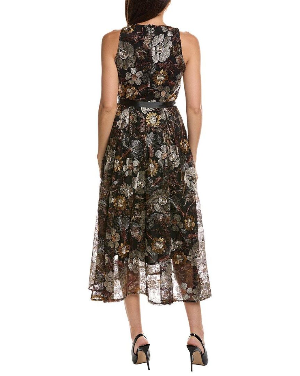 Tahari Green Floral Midi Dress