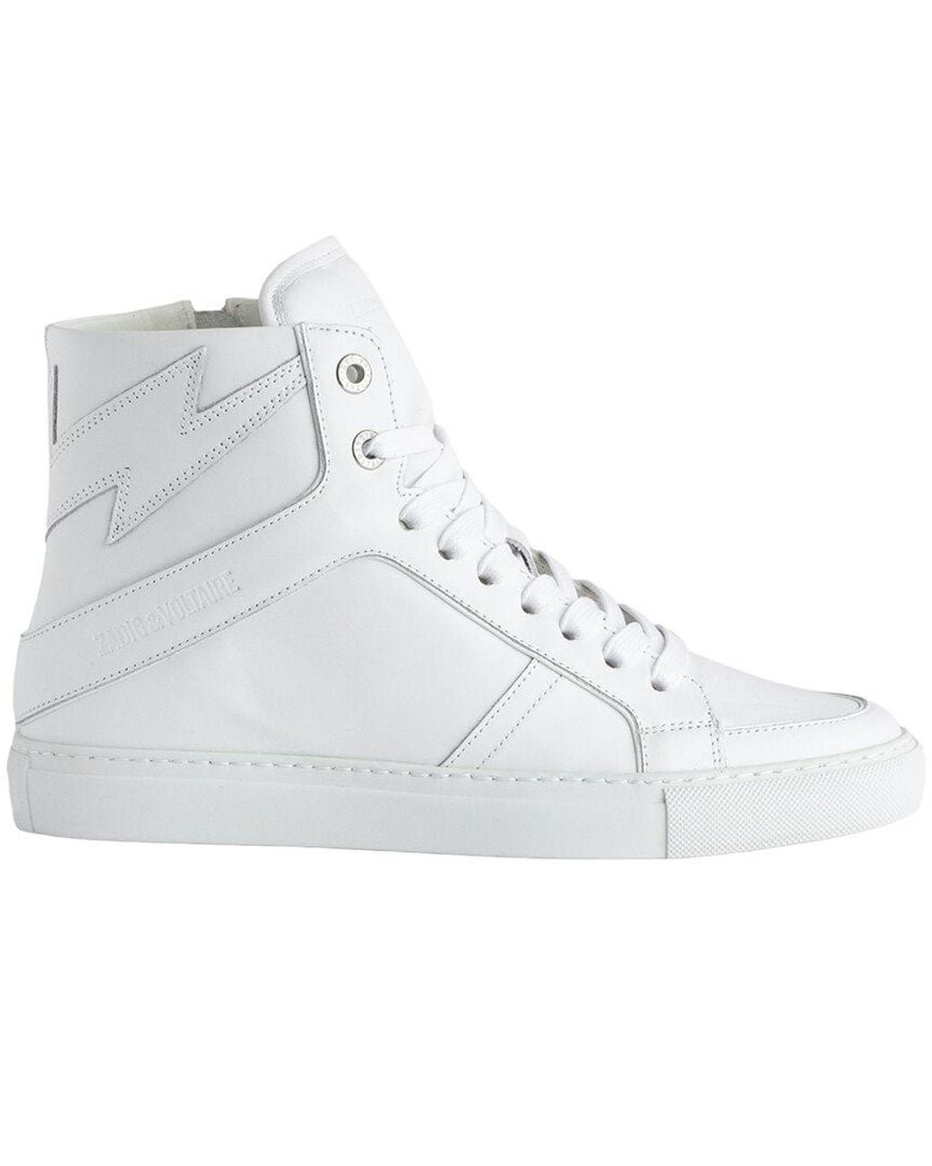 Zadig & Voltaire Gray High Flash Smooth Leather Sneaker