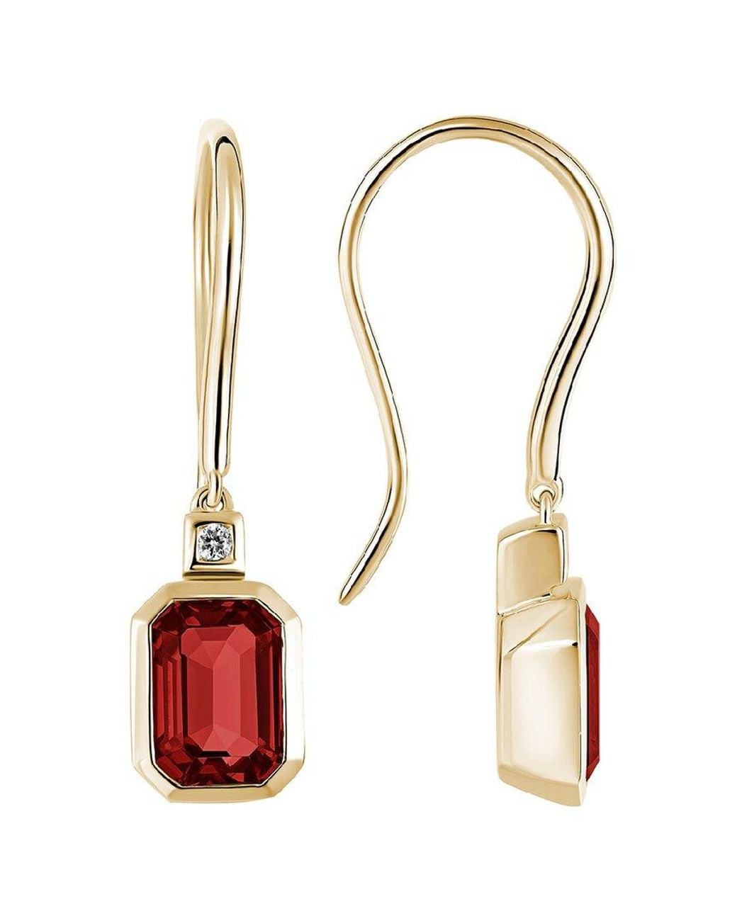 Diamond Select Cuts White 14k Diamond .03 Ct. & 2.48 Ct. Garnet Earrings