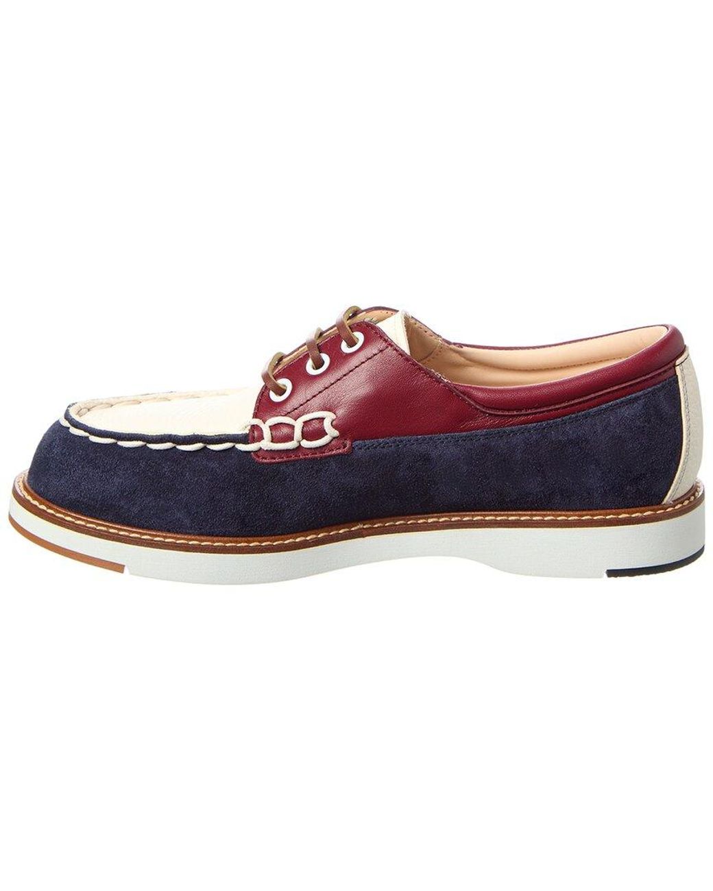 Tod's Blue Leather & Suede Boat Shoe