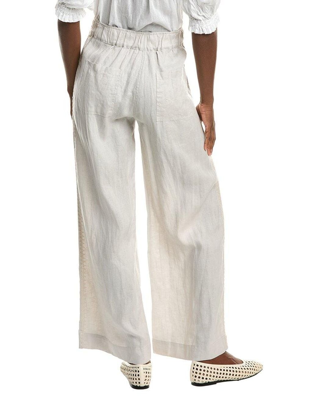Johnny Was White Wide Leg Pleat Pant