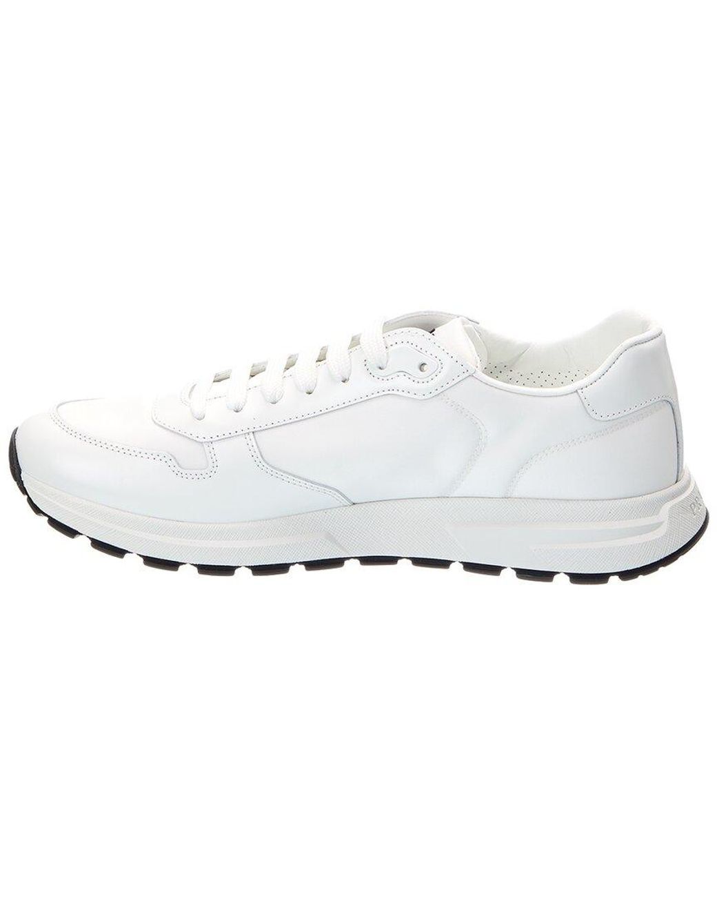 Prada White Leather & Nylon Sneaker for men