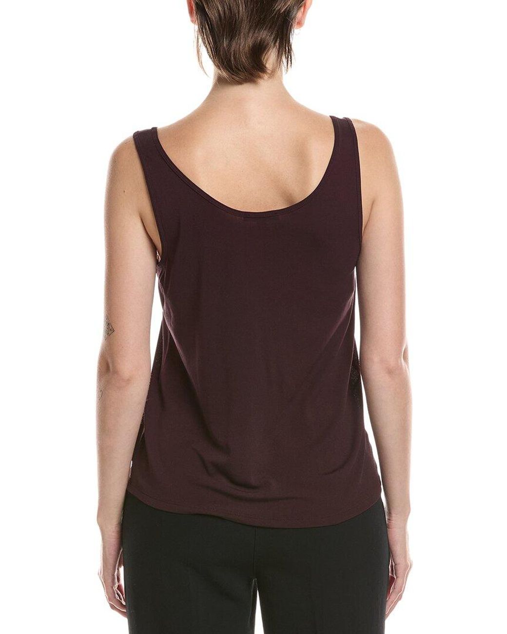 Eileen Fisher Purple Silk Scoop Neck Slim Tank