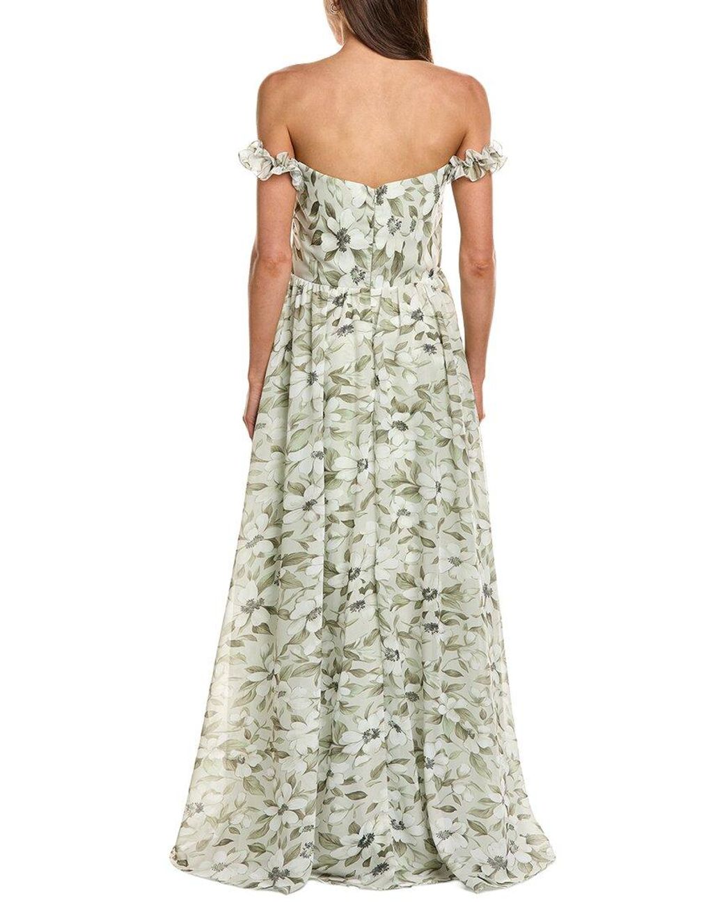 Rene Ruiz White Off The Shoulder Ruffle Sleeves A-Line Gown