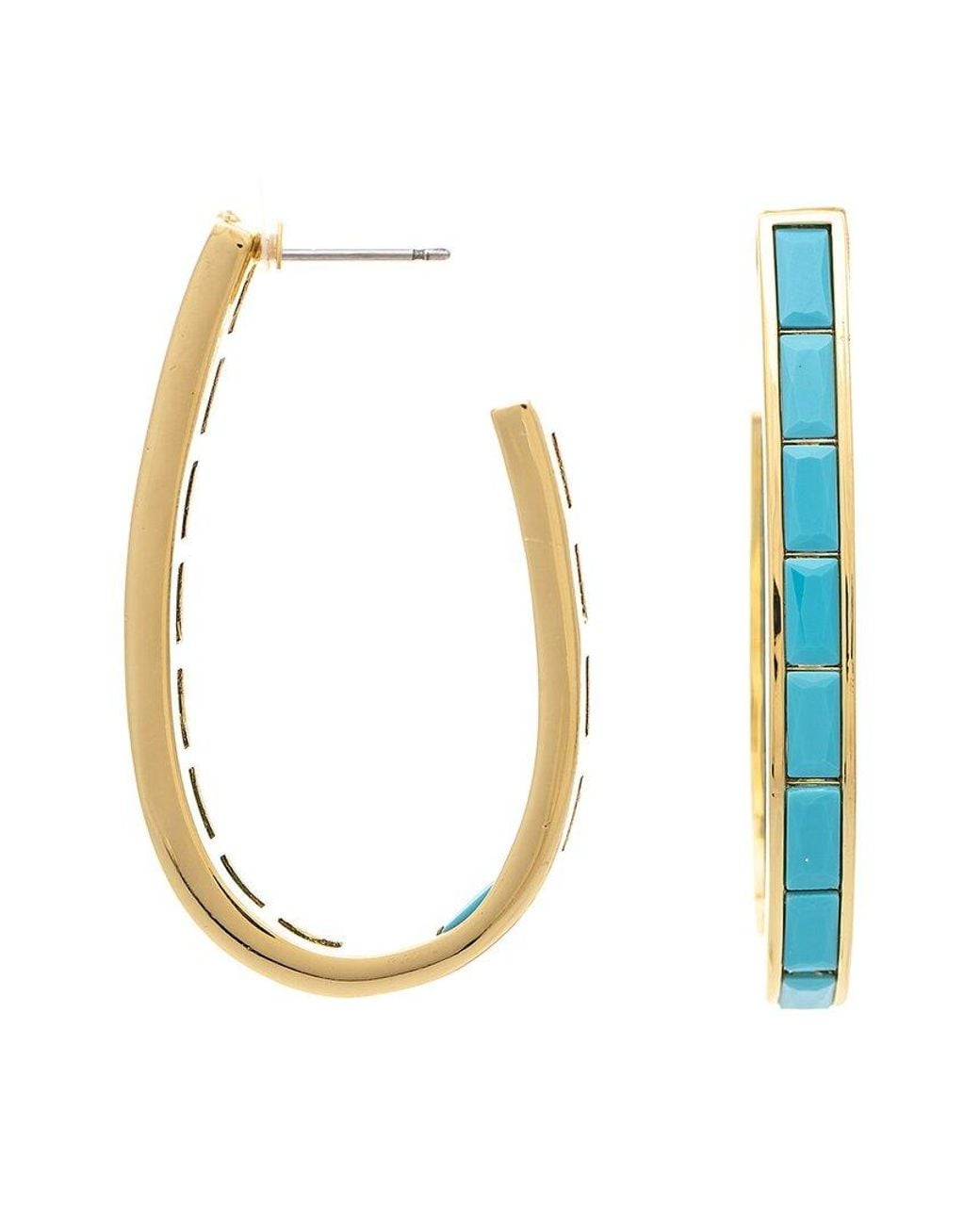 Rivka Friedman Blue 18K Plated Hoop Earrings