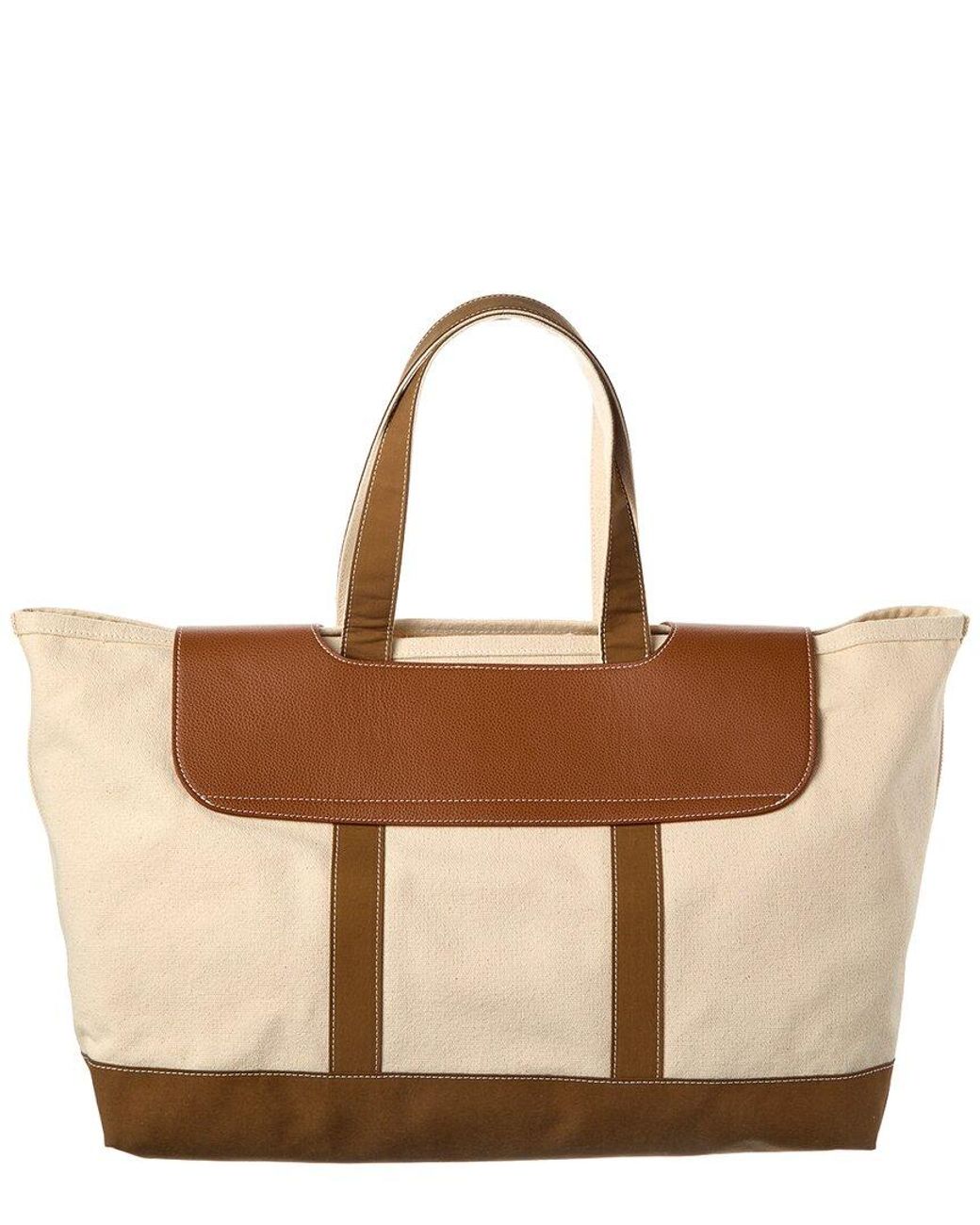 Palm Angels Brown Cabas Canvas & Leather Tote