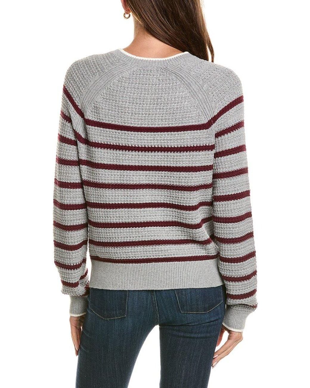 525 America Gray Crewneck Textured Stripe Pullover