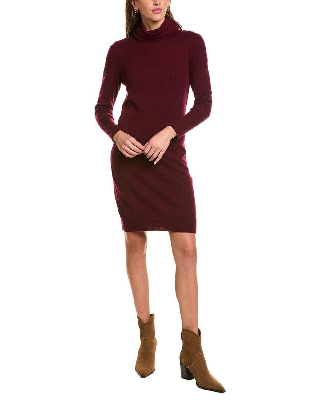 Forte Red Turtleneck Wool & Cashmere-Blend Sweaterdress