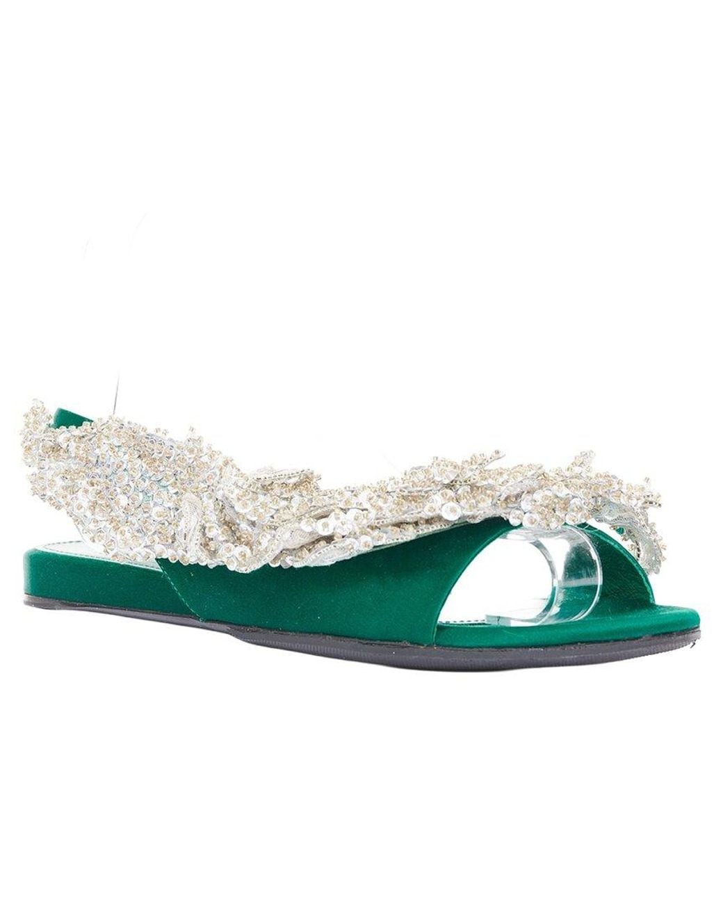 Balenciaga Green Satin 2017 Tess Sequin Sandal (Authentic Pre-Loved)