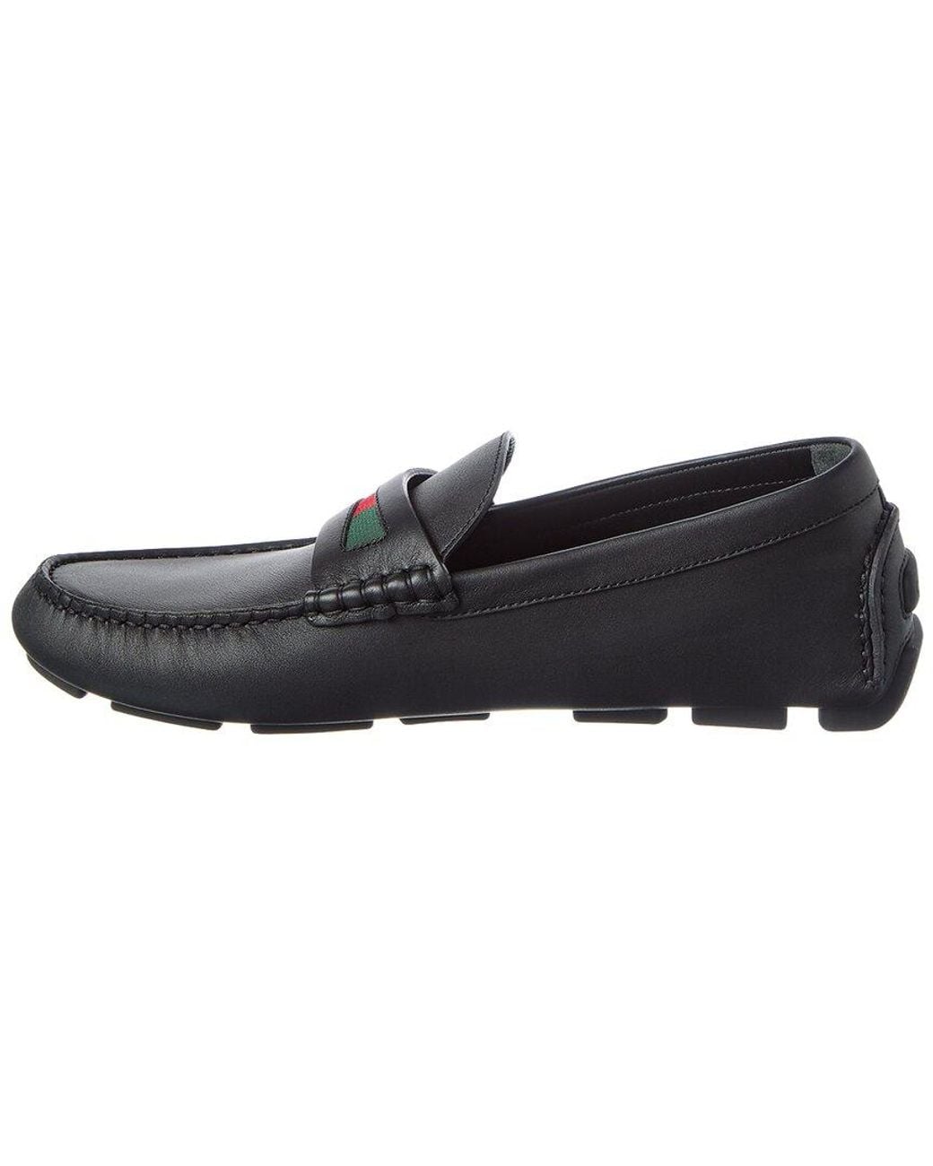 Gucci Black Gg Logo Leather Loafer for men