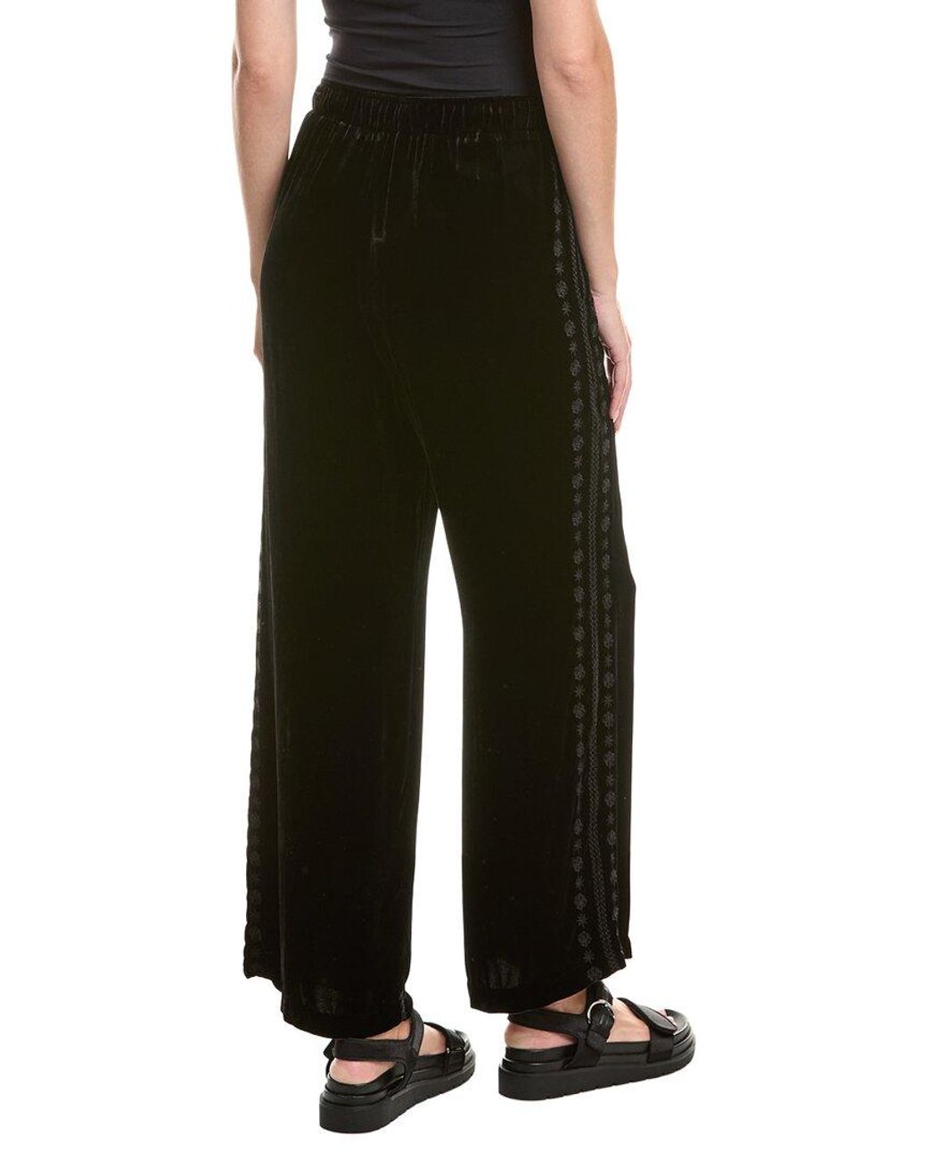Johnny Was Black Petite Velvet Silk-Blend Pant
