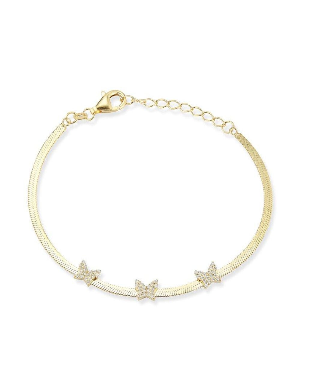 Glaze Jewelry Metallic 14k Over Silver Cz Herringbone Bracelet