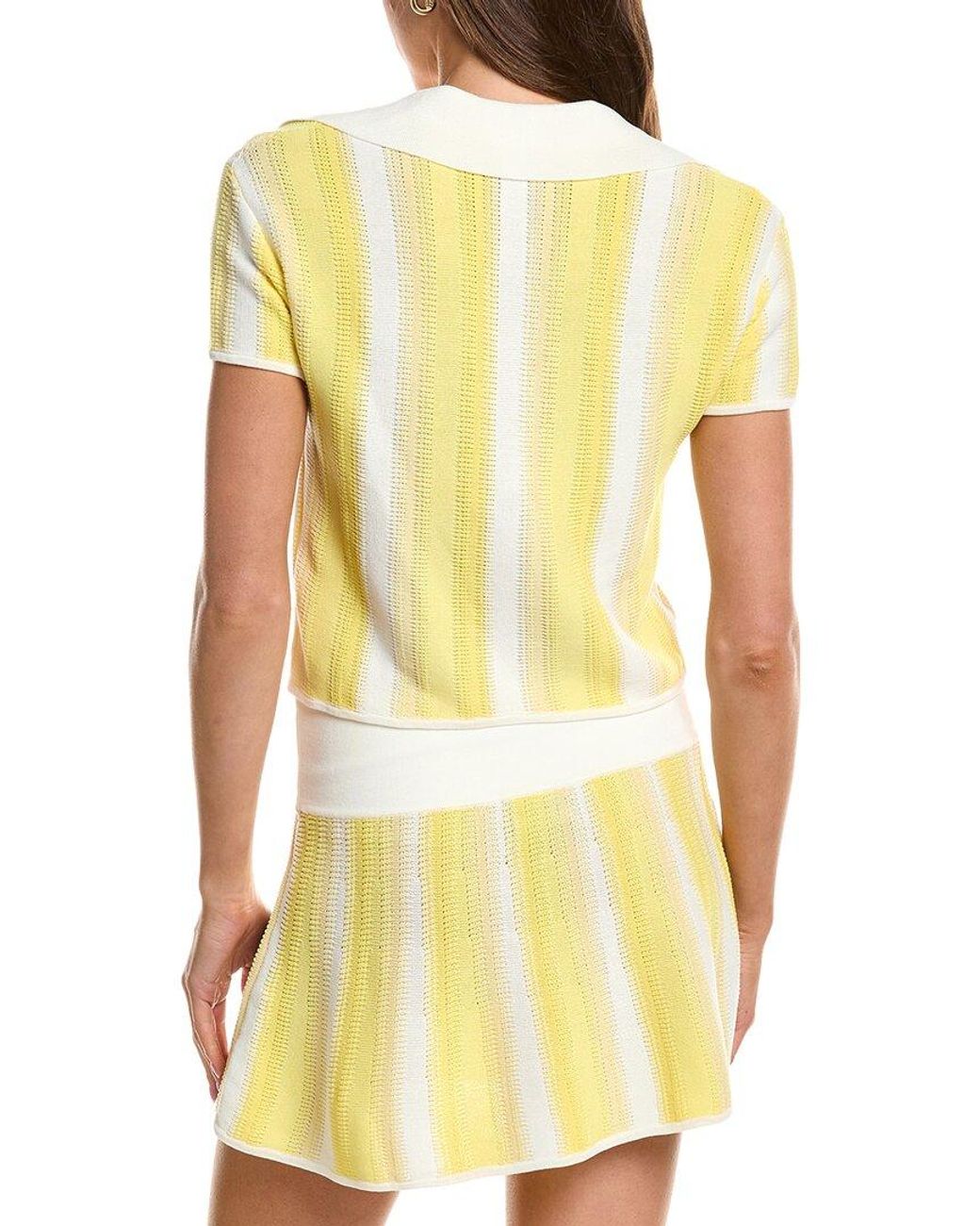 Rowing Blazers Yellow Knit Cropped Wool-Blend Polo Top