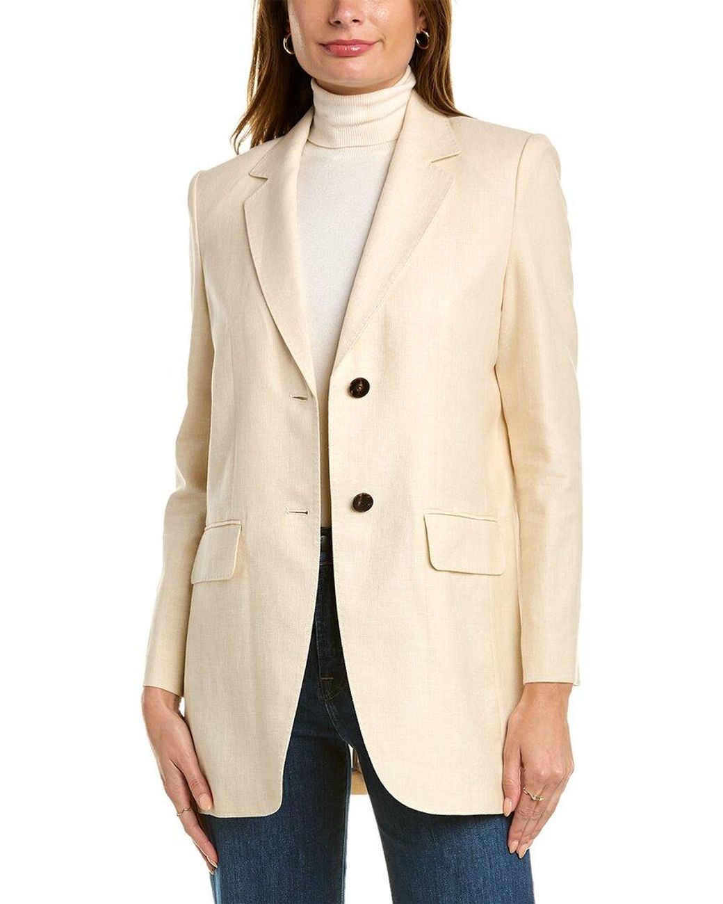 Lafayette 148 New York Zane Silk blend Blazer in Natural Lyst