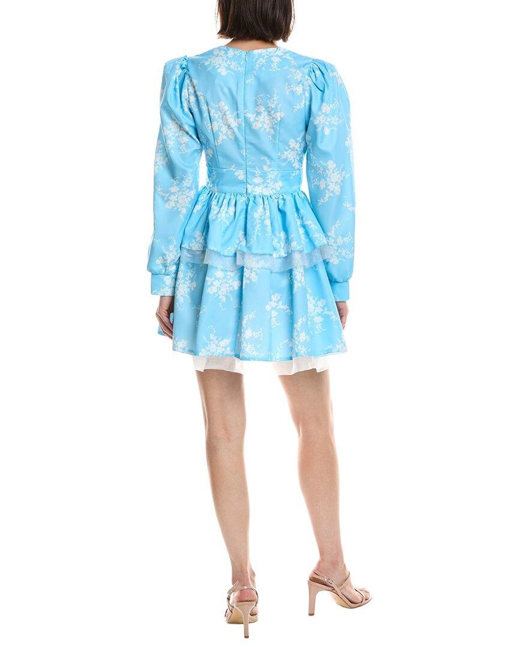 HL Affair Blue Long Sleeve Mini Dress
