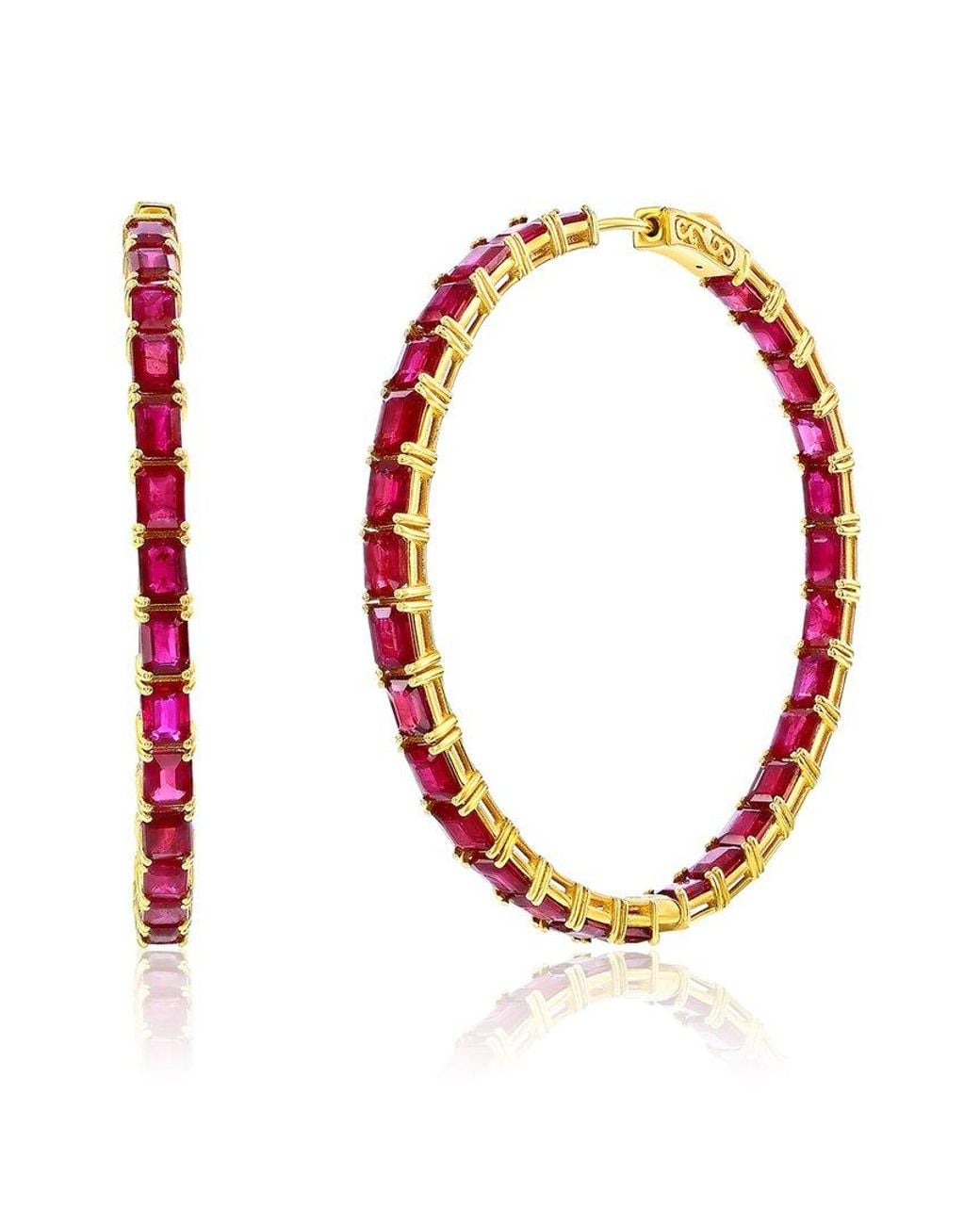 Jewels by Viomo Red 18k 15.70 Ct. Tw. Ruby Hoops