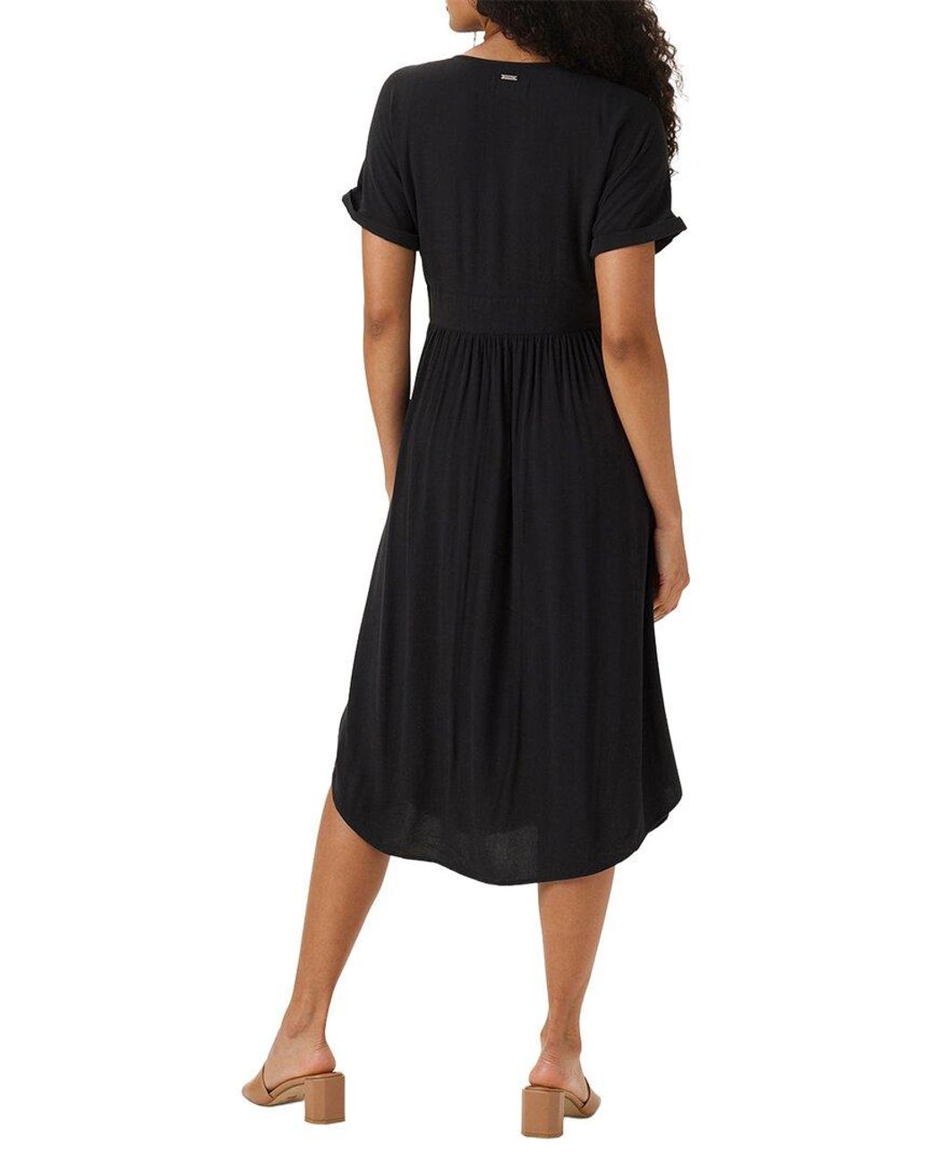 The Normal Brand Black Deep V Button-Thru Dress