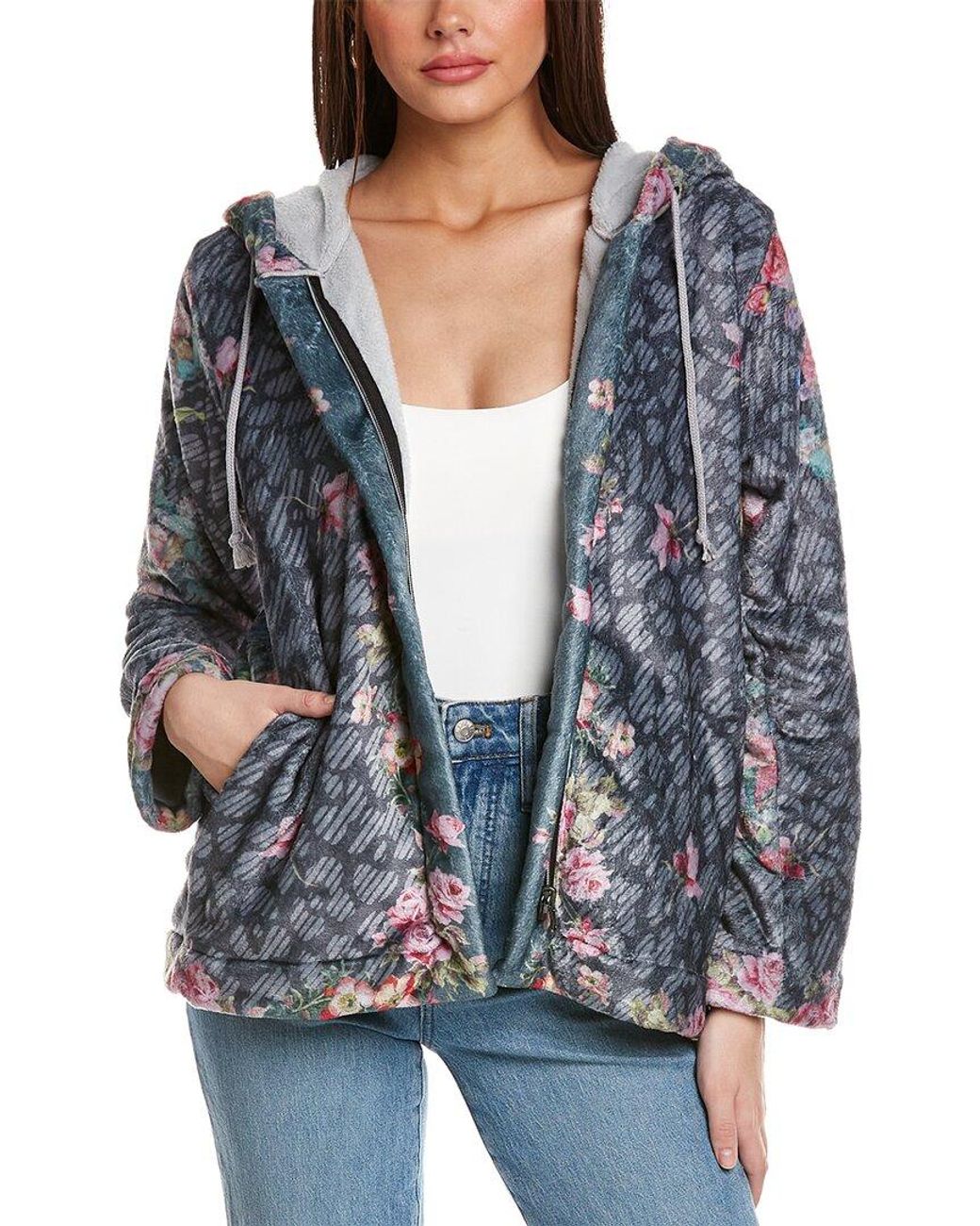 Johnny Was Rosey Rain Sherpa Zipup Hoodie Coat in Gray Lyst