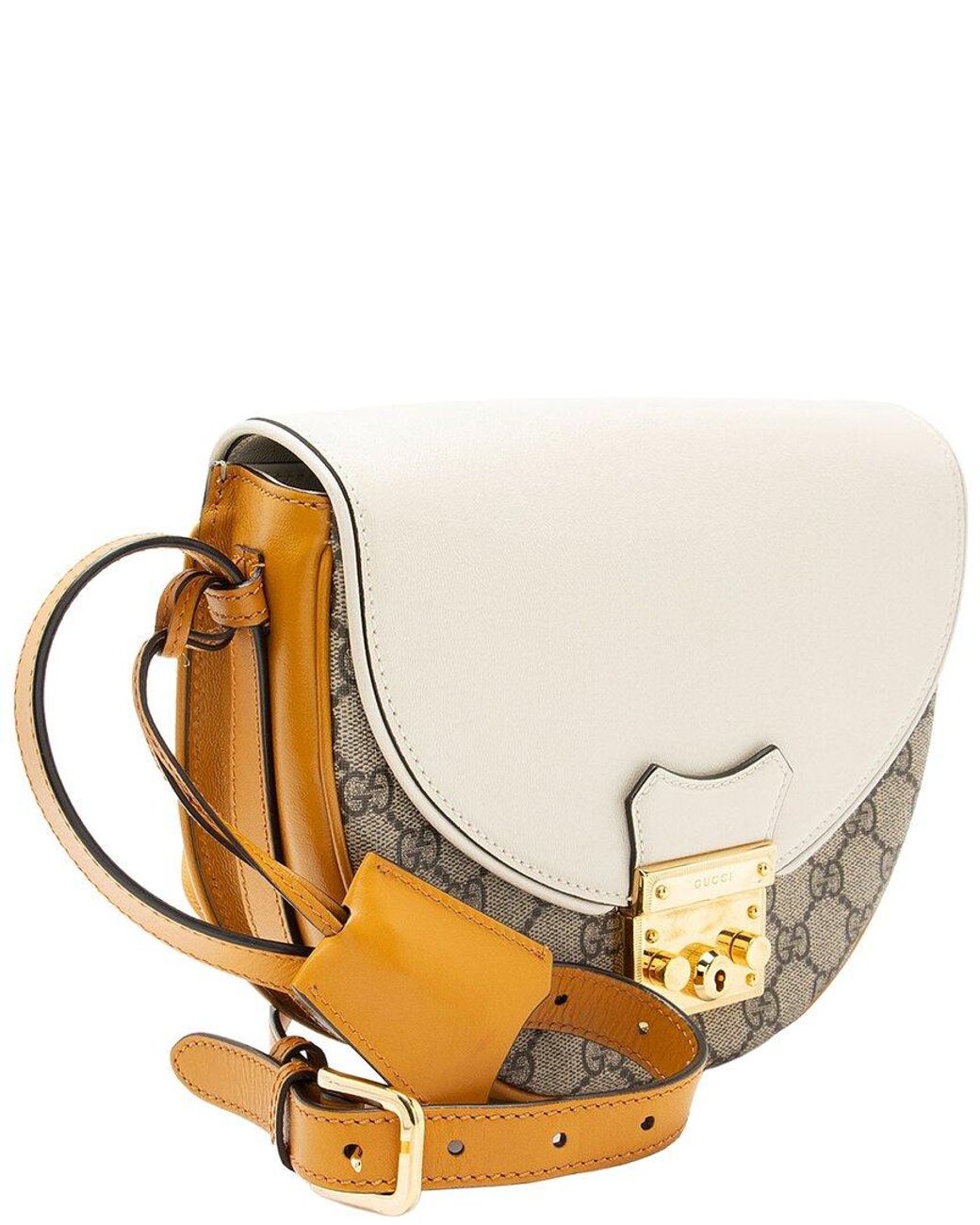 Gucci Natural Beige GG Supreme Canvas Padlock Saddle Small Shoulder Bag (authentic Pre-loved)