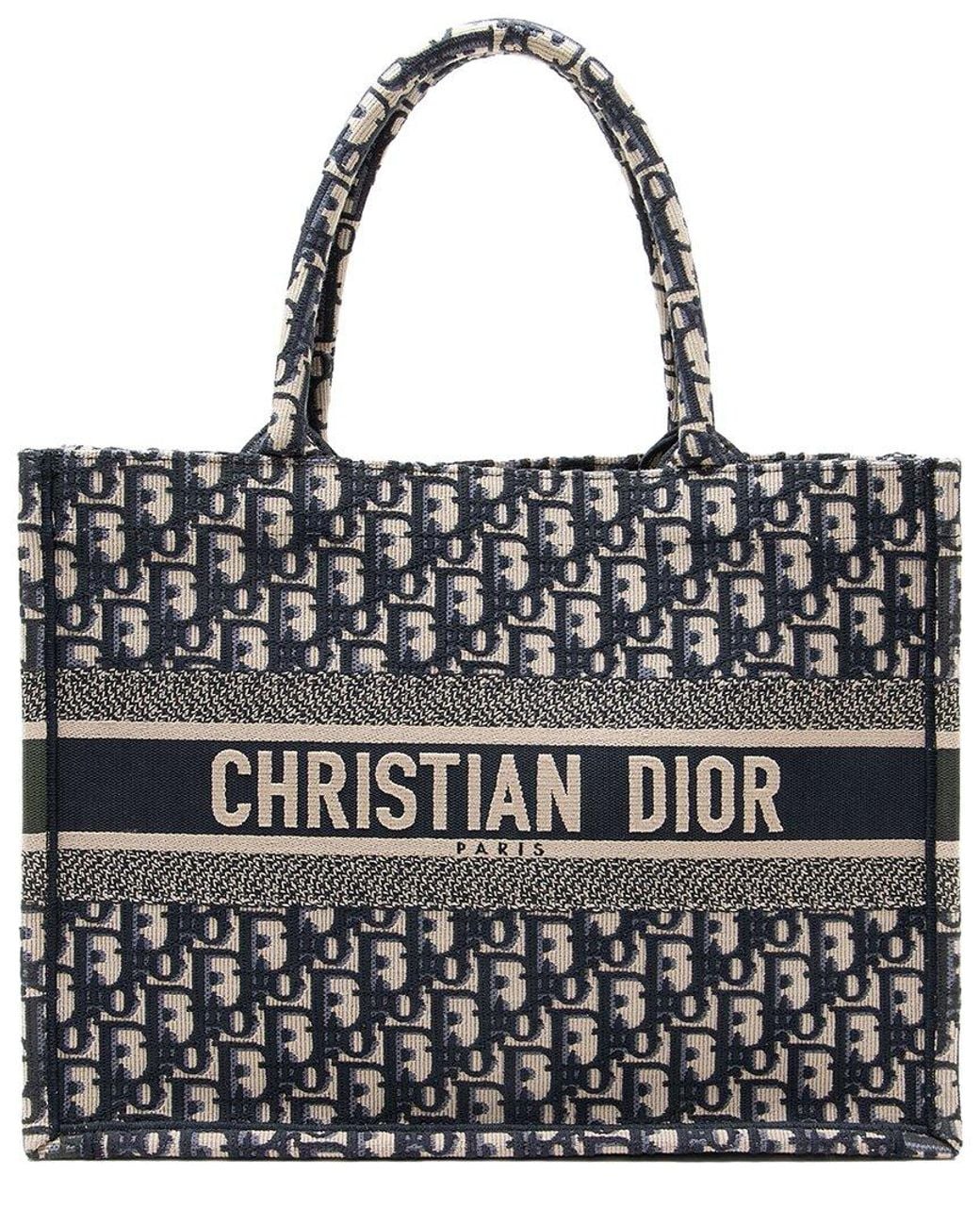 Dior Black Blue Canvas Oblique Medium Book Tote (authentic Pre-loved)