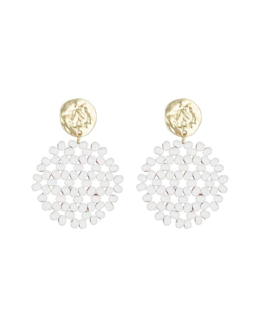 Eye Candy LA White Seed Bead Earrings