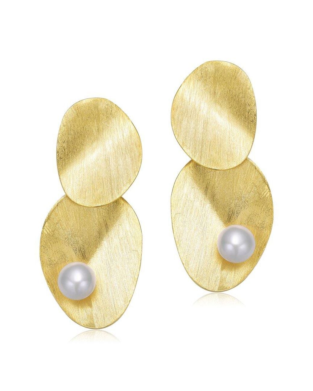 Rachel Glauber Metallic 14k Over Silver 8-8mm Pearl Earrings