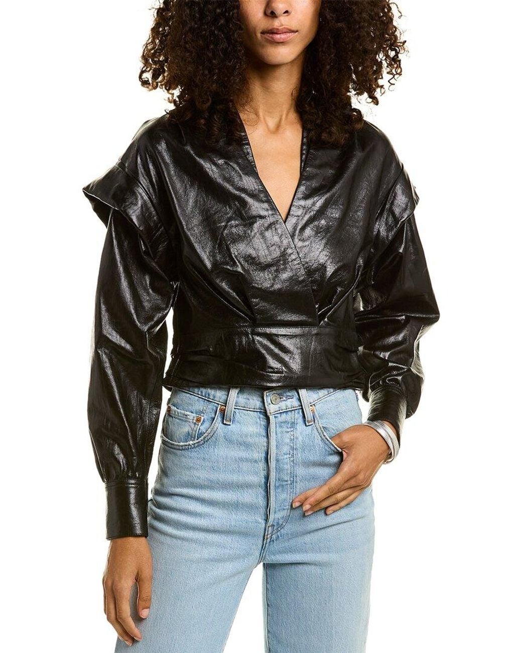 IRO Black Tilka Leather Top