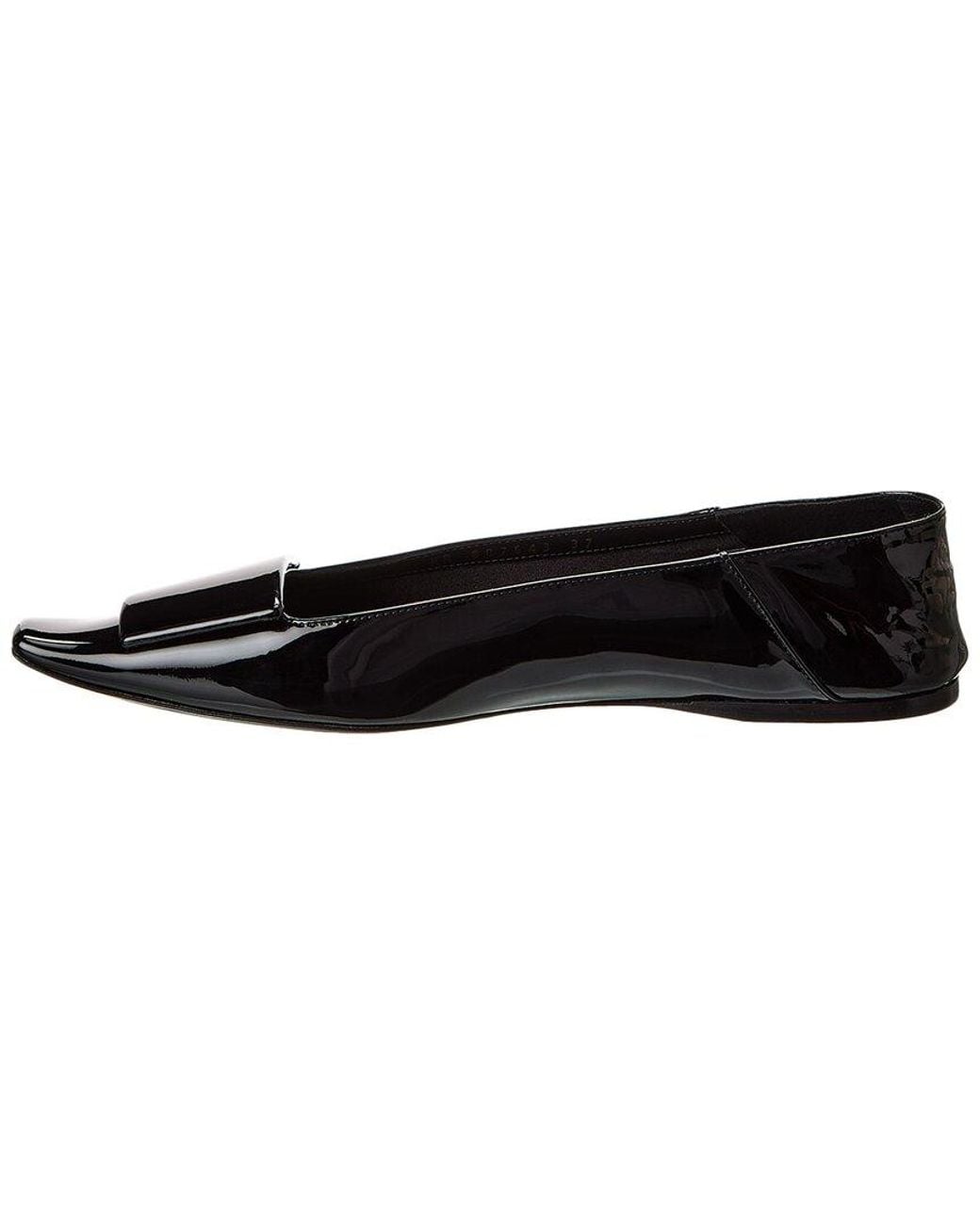 Saint Laurent Black Poppy Patent Ballerina Flat
