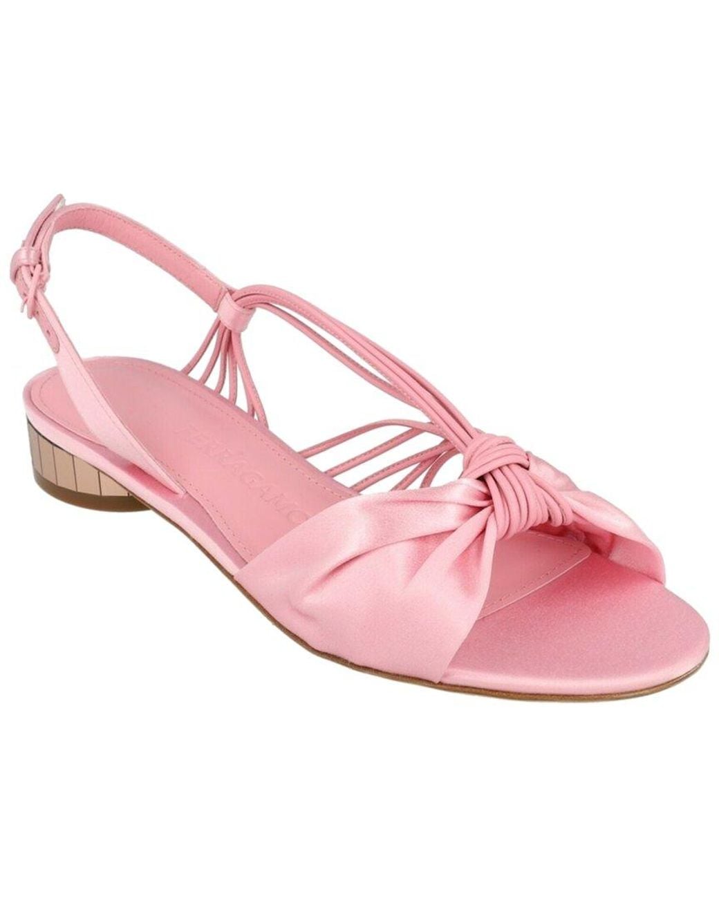 Ferragamo Pink Sabina Mirrored Leather & Satin Sandal