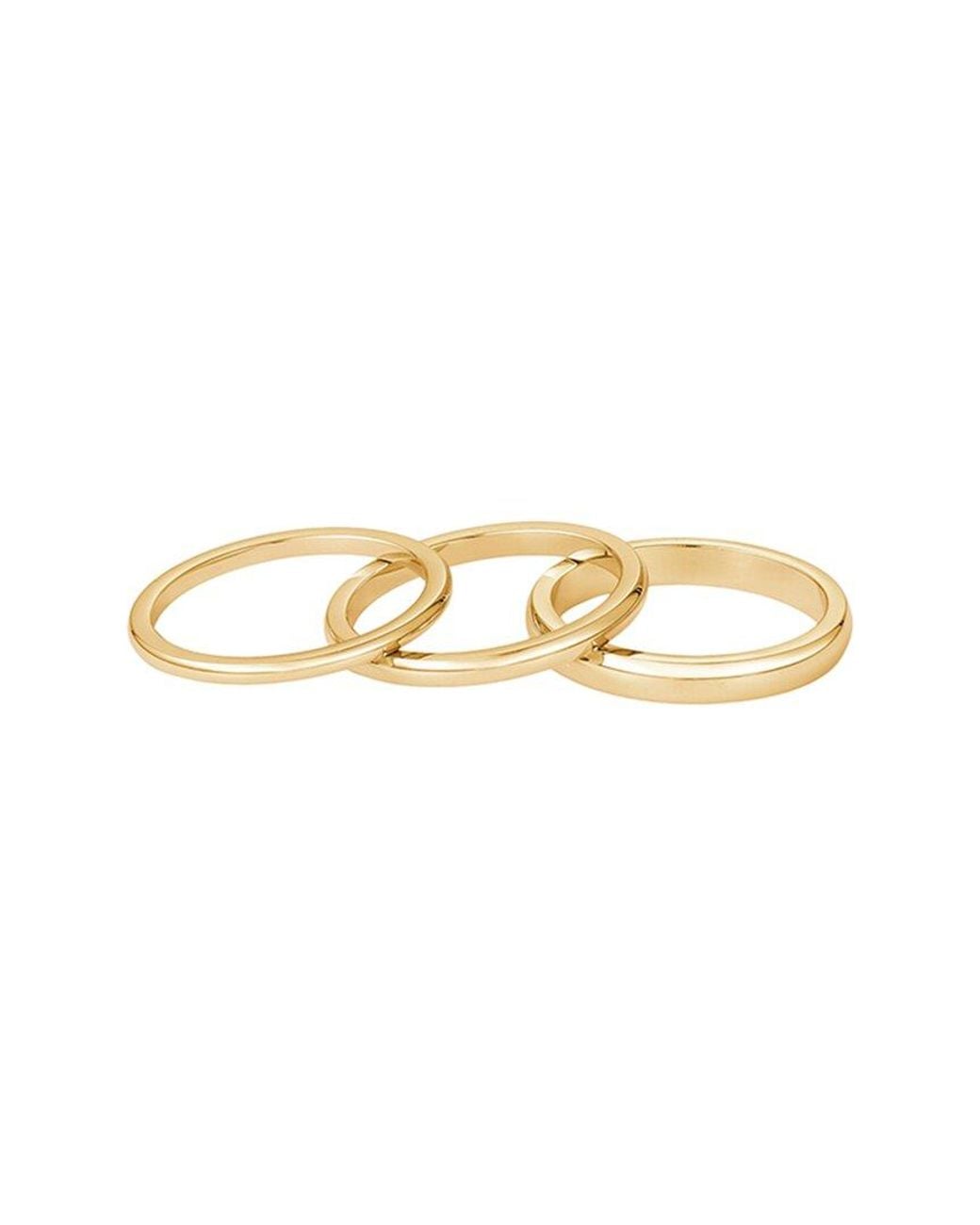 Adornia White 18K Plated Stainless Steel Stacking Band Ring Set