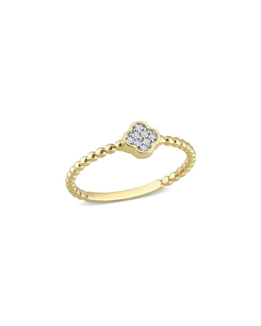 Rina Limor Metallic 14k 0.04 Ct. Tw. Diamond Quatrefoil Ring