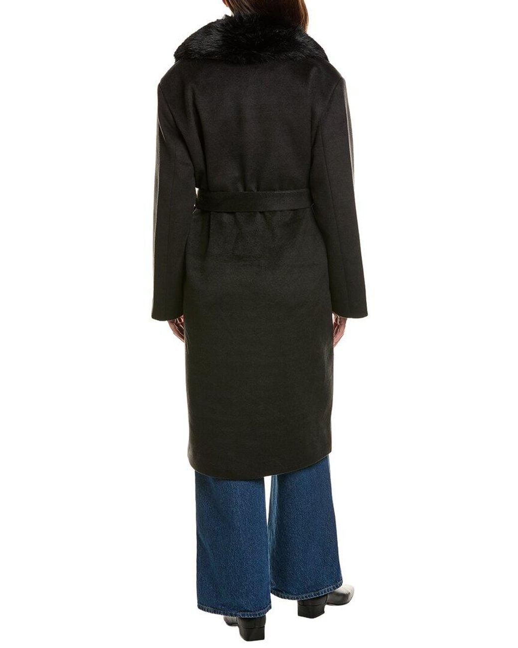 Lamarque Black Faux Fur Collar Coat