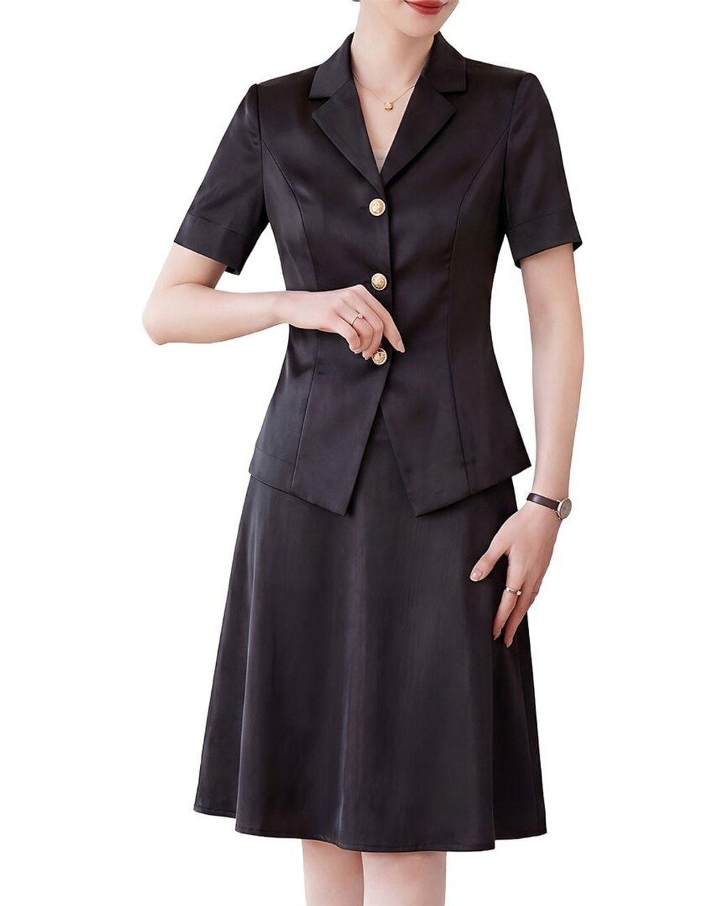 Tedora Black 2Pc Jacket & Skirt Set
