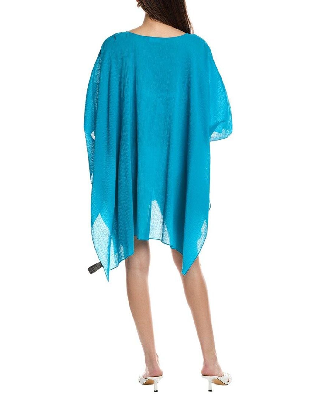 Natori Blue Gauze Caftan With Applique