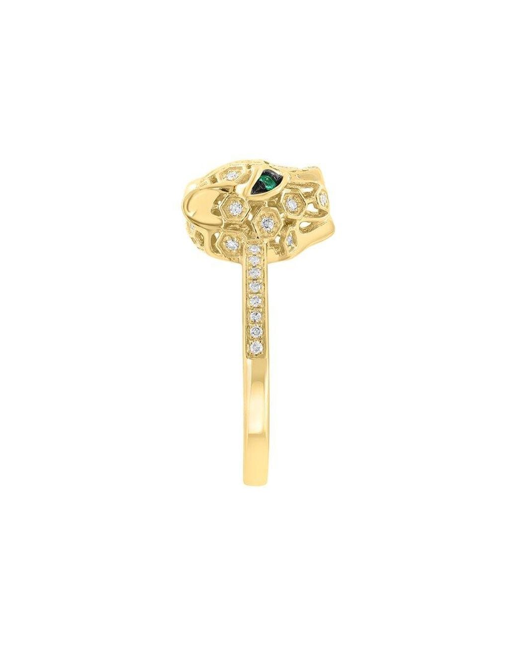 Effy Fine Jewelry Metallic 14K 0.20 Ct. Tw. Diamond & Emerald Ring